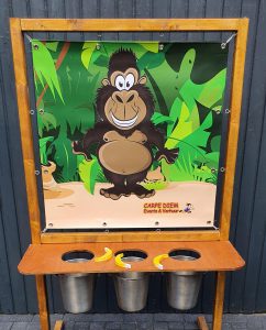 Staand bord spel met afbeelding Bonito Jungle welke je moet voeren door in de juiste potjes te gooien.