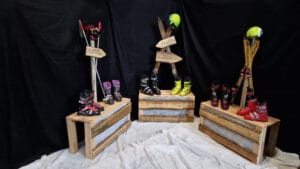 Ski schoenen bankjes
