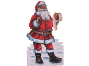Kerstman met verlanglijste in de hand als decoratie