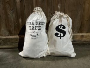 Wild West Geldzakken huren voor U Westernparty bij Carpe Diem Events & Verhuur