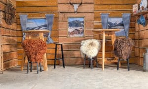 apres ski hut interieur decorwand met houten chalet sfeer