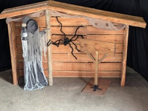 Halloween fotospot decorwand huren met enge spin en spook