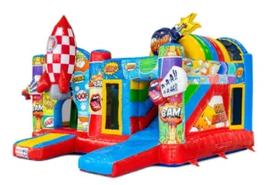 Springkussen Multiplay Comic huren in Sittard met glijbaan