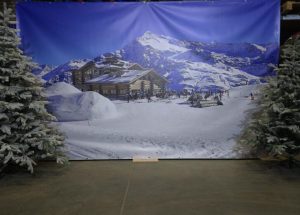 Winterdecoratie Decorwand Après skihut huren voor u après ski party bij Carpe Diem Evenst en verhuur